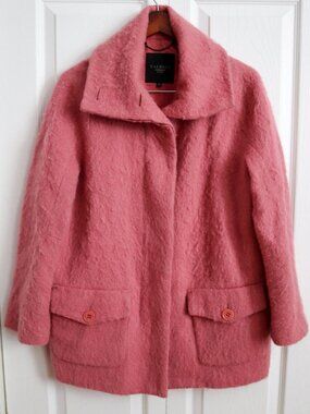 Talbots Petites Wool Alpaca Mohair Blend Jacket Coat Pink Sz M